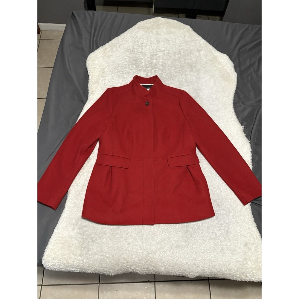 Banana Republic Italian Yarn Women's Red Button Peacoat‎ Size Large Wool Blend